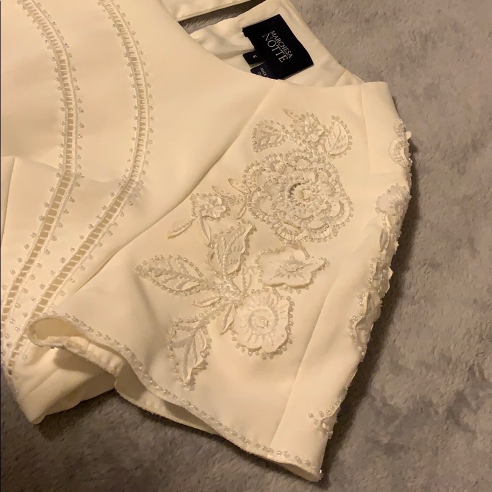 Marchesa Notte Crop Short Sleeve Blouse Women 6